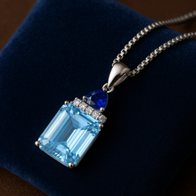 Healing Aquamarine and Sapphire Necklace Handmade Jewelry