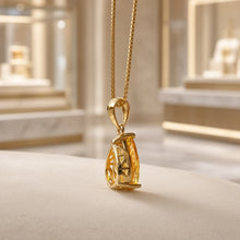 Collar Exclusivo Hecho a Mano con Citrino en Forma de Lágrima – Plata de Ley Bañada en Oro de 18K (Sin Níquel) Colgante Llamativo | Edición Limitada por Curación Holística