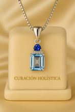 Handmade Aquamarine and Sapphire Pendant Necklace – Exclusive Sterling Silver Design by Curación Holística - Curacíon Holística