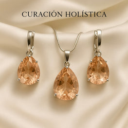 Handmade Morganite jewelry set in sterling silver