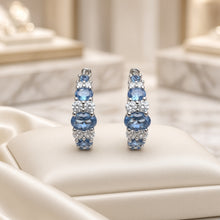 Pendientes de aro artesanales con aguamarina y cuarzo blanco en plata de ley sin níquel | Serie limitada de artesanía española