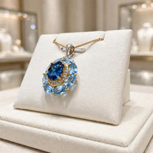 Exquisite Limited Edition Handmade Natural Aquamarine & London Blue Topaz Statement Necklace | Sterling Silver with Gold Accents | Hypoallergenic Spanish Craftsmanship