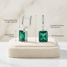 Luxury Nano Emerald Drop Earrings 925 Sterling Silver | Handmade Green Gemstone Dangle Earrings | Boho Elegant Jewelry Gift for Women