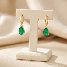 Exquisite Limited Edition Nano Emerald Teardrop Earrings – Handmade Spanish Statement Jewelry in 18K Gold Plated Nickel-Free Sterling Silver by Curación Holística