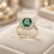 Timeless Halo Emerald Ring – Handmade Gold-Plated Sterling Silver with Nano Emerald & White Quartz | Boho Luxe Statement Jewelry by Curación Holística