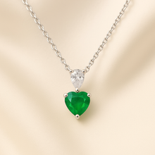 Embrace the Elegance of the Heart: Natural Nano-Emerald and White Quartz Pendant in Sterling Silver - Curacíon Holística