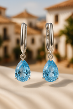 Aquamarine Teardrop Earrings – Sterling Silver | Boho Elegance Handmade in Spain - curacionholistica