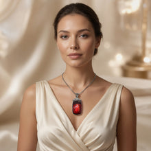 Handmade Tibetan Ruby Necklace 925 Silver – Phoenix & Lotus Symbol Back – Spiritual Protection, One of a Kind, Artisan Jewelry