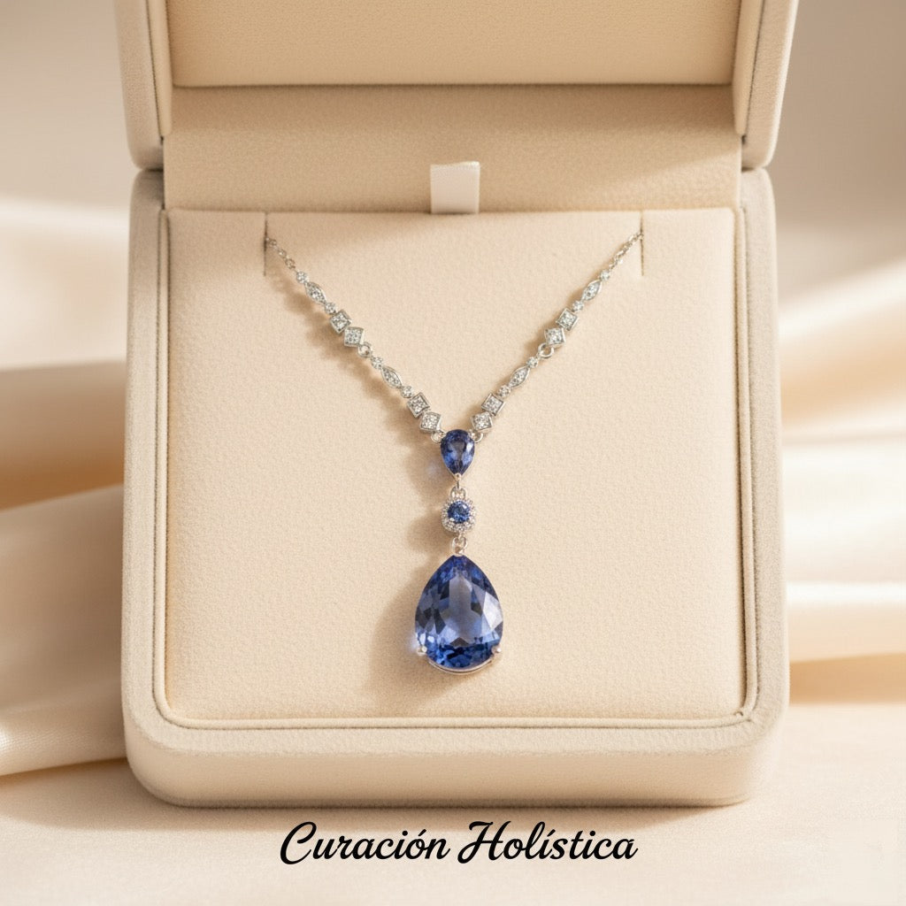 Exquisite Natural Tanzanite Pendant Necklace - Luxury Blue Gemstone Jewelry by Curación Holística | Handcrafted Exclusive Design with Healing Properties - Curacíon Holística