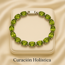 Sterling silver bracelet with oval peridot stones
