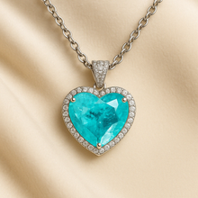 Paraiba Tourmaline Heart Necklace | Sterling Silver Statement Pendant | Curación Holística Exclusive - Curacíon Holística