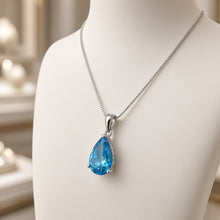 Exquisite Handmade Teardrop Blue Topaz Statement Necklace | 20×8mm Pear Sterling Silver, Hypoallergenic | Limited Edition Spanish Craftsmanship