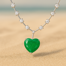 Lustrous Nano Emerald Heart Necklace | Boho Chic Statement with White Quartz & Sterling Silver | Exclusive Artisan Jewelry - Curacíon Holística
