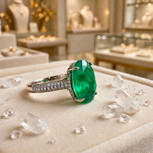 Exclusive Nano Emerald & White Quartz Statement Ring | Nickel-Free 925 Sterling Silver | Curación Holistica