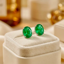 Handmade Limited Edition Natural Diopside Oval Stud Earrings in Sterling Silver | Curación Holística | Spanish Artisan Craftsmanship | Hypoallergenic S925 | Healing Gemstone Jewelry