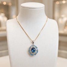 Exquisite Limited Edition Handmade Natural Aquamarine & London Blue Topaz Statement Necklace | Sterling Silver with Gold Accents | Hypoallergenic Spanish Craftsmanship