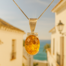 Elegant November birthstone necklace on display