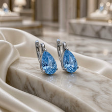 Exclusive Handmade Aquamarine Teardrop Statement Earrings in 925 Sterling Silver | Nickel-Free Limited Series | Curación Holística Spanish Craftsmanship