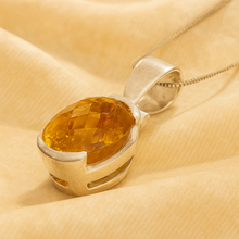 	Handmade citrine statement necklace with oval gemstone