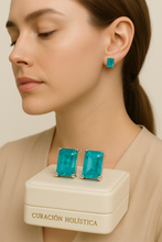 Handmade boho earrings with ocean-blue healing stones