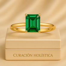 Boho gold-plated emerald ring handmade with sterling silver