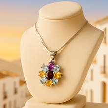 Overhead photo highlighting stone sparkle and clarity on display bust