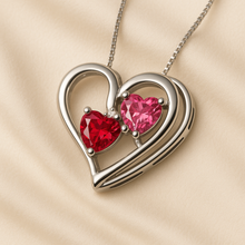 Romantic Ruby Red and Rose Topaz Heart Necklace | Boho Statement Jewelry | Sterling Silver Gold Plated | Curación Holística Exclusive - Curacíon Holística