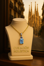 Handmade Aquamarine and Sapphire Pendant Necklace – Exclusive Sterling Silver Design by Curación Holística - Curacíon Holística