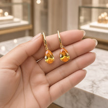 Pendientes Exclusivos de Citrino en Forma de Lágrima Hechos a Mano – Plata de Ley Chapada en Oro de 18K (Libre de Níquel) Pendientes Llamativos | Edición Limitada por Curación Holística
