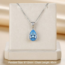 Collar de lágrima de plata de ley con aguamarina | Joyería bohemia con estilo | Colgante de cristal curativo | Elegancia moderna y exclusiva | Envío gratis