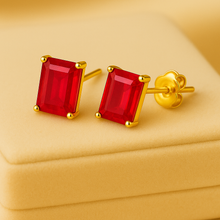 Ruby Rose Stud Earrings | Boho Statement Jewelry | Sterling Silver Gold Plated | Healing Gemstone | Exclusive Design - Curacíon Holística
