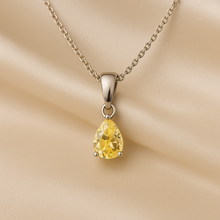 Handmade Sterling Silver Necklace with Natural Citrine Teardrop Pendant”