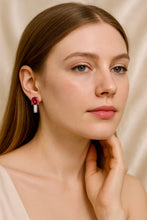 Handmade Ruby Rose Earrings with White Quartz – Exclusive Sterling Silver Design by Curación Holística - Curacíon Holística