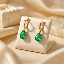 Exquisite Limited Edition Nano Emerald Teardrop Earrings – Handmade Spanish Statement Jewelry in 18K Gold Plated Nickel-Free Sterling Silver by Curación Holística