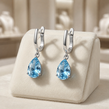 Aquamarine Teardrop Earrings – Sterling Silver | Boho Elegance Handmade in Spain