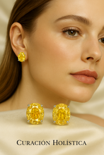 “Curación Holística exclusive citrine earrings, elegant fine jewelry for confident women.”