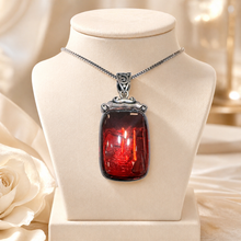 Handmade Tibetan Ruby Necklace 925 Silver – Phoenix & Lotus Symbol Back – Spiritual Protection, One of a Kind, Artisan Jewelry