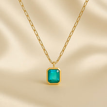Golden Glow Paraíba Necklace – Emerald-Cut Tourmaline in Gold-Plated Sterling Silver | Curación Holística Exclusive | Healing Gemstone Jewelry. - Curacíon Holística