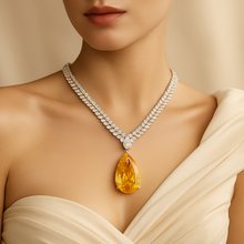 Back clasp and sterling silver finish of the necklace” on beautiful model wearing necklace