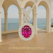 Detailed view of pendant design showing gemstone clarity and sparkle