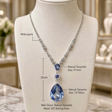 Handmade Natural Tanzanite Statement Necklace in 925 Sterling Silver