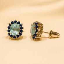 Natural Aquamarine and Blue Sapphire Stud Earrings in Sterling Silver | Handmade Statement Jewelry | 925 Silver | Curación Holística - Curacíon Holística