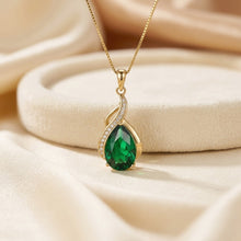 Exquisite Handmade 14K Gold Plated Nano Emerald Pear Pendant Necklace