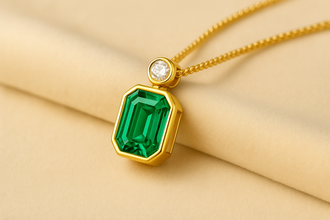 	18K Gold Plated Sterling Silver Green Gemstone Necklace