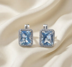Handmade Sterling Silver Aquamarine Statement Earrings | Large Blue Halo Drop Earrings | Exclusive Curación Holistica Luxury Jewelry 5.7g