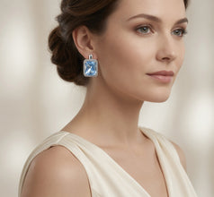 Handmade Sterling Silver Aquamarine Statement Earrings | Large Blue Halo Drop Earrings | Exclusive Curación Holistica Luxury Jewelry 5.7g