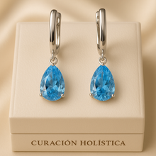 Aquamarine Teardrop Earrings – Sterling Silver | Boho Elegance Handmade in Spain - curacionholistica