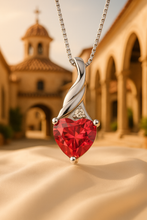 Radiant Ruby Heart Necklace – Boho Statement Jewelry in Sterling Silver | Luxury Artisan Design | Healing Stone Elegance - Curacíon Holística