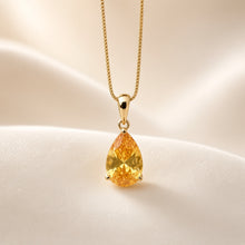 Collar Exclusivo Hecho a Mano con Citrino en Forma de Lágrima – Plata de Ley Bañada en Oro de 18K (Sin Níquel) Colgante Llamativo | Edición Limitada por Curación Holística