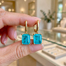 Handmade Paraiba Tourmaline Statement Earrings | Sterling Silver 18K Gold Plated Hypoallergenic | Spanish Artisan Limited Edition